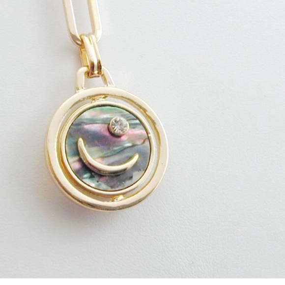 Mignonne Gavigan Gold Necklace with Abalone Pendant GWP new w tags - Picture 2 of 6